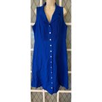 Jessica Howard  Sleeveless Blue Linen Blend Button up Midi Dress Size 16 XL Photo 1