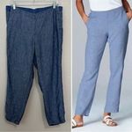 J.Jill 100% Linen Blue Chambray Pull On Ankle Pants Photo 1