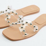 ZARA Tan and Clear Embellished Sandals Photo 0
