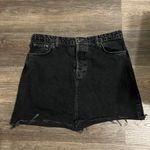 TOP SHOP Black Denim Jean Miniskirt with Raw Frayed Hem Size 12 Photo 2
