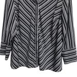 Maggie Barnes  1X Shirt Top Black White Stripe Button Down Front Stretch Woman Photo 2