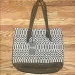 Myra Bag Geometric Black and White Tote with Suede Accents Photo 0