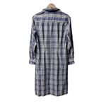 Pringle Long Sleeve Collared Midi Dress Button Up Shirtdress Plaid US 8 Blue Photo 1