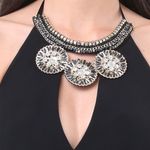 Bebe  Medallion Jeweled Halter Dress Medium Photo 3