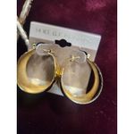 Vintage Gold Tone Hoop Earrings, Unique Retro Design, Big Wide 80s Style Photo 2