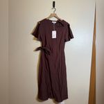 & Other Stories & Other Stories Knot-Detail Linen Blend Midi Dress in Dark Brown Photo 1