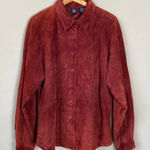 Hunt Club Vintage Women's XL Long Sleeve 100% Leather Suede Button Up Jacket Red Photo 0