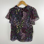 1. State  Womens Floral Blouse Sz Large‎ Ruffle Mock Neck Flutter Sleeve Casual Photo 5