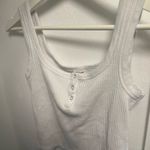 Cotton On White Ribbed  Tank Button Top Photo 4