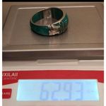 ANDREW HAMILTON CRAWFORD 925 Silver Teal Cuff Botanical Vine Modernist Bracelet Green Photo 7