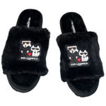 Karl Lagerfeld NEW  Paris Lucile Karl & Choupette Faux Fur Slipper Black Comfort Photo 0