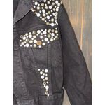 Robin Berry Embellished Denim Jacket Black Jean Jacket Vintage Medium Black Photo 5
