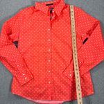 Lands' End No Iron Supima Button Down Shirt Women's 12 Watermelon Sorbet Print Pink Photo 3