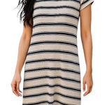 Max Studio Kassadi Striped Textured Knit Dress Size M White Black Short Sleeve Photo 0