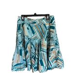 Odille by Anthropologie fully lined geometric print cotton skirt size 12 Blue Photo 5