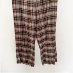 Anthropologie Plaid Floral Waistband Wide Leg Pants Pink/Brown Size 10 Cotton Photo 2