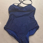 Athleta  Blue Striped one piece swimsuit Photo 0