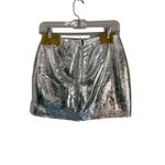 The Sei Leather Skorts in Silver Foil 2 New Womens Skirt Shorts Photo 6