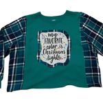 Unique One of a Kind Flannel Sleeve Holiday Christmas Green Sweatshirt OSFM Size XL Photo 0