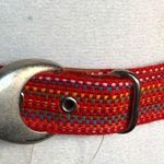 Vintage Kandell & Marcus Cherry Red Multicolor Rainbow Woven Belt Statement Photo 2