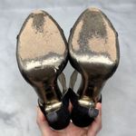 Valentino Garavani  Vintage Suede T Strap Side Cut Out Sandal Heel Black Y2K 37.5 Photo 9