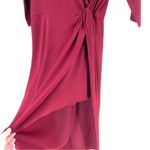 Haute Hippie  Burgundy Asymmetrical Draped Slit Front 3/4 Sleeve Fitted Dress Photo 7