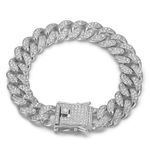 CZ Link Chain Bracelet for Men Women Streetwear Unisex Hip Hop Bracelet Silver Photo 0