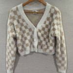 Princess Polly  Cream and Tan Checkered Cardigan‎ Size Small Medium Photo 0