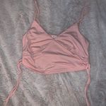 Romwe Pink Scrunched Crop Top Photo 0