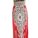 Angie  Boho Maxi Dress Red Multicolor Print Sleeveless Size Medium Photo 0