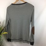 Ralph Lauren Lauren RL Black & White Striped Leather Elbow Patch Long Sleeve Tee L Photo 5