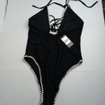 Relleciga  Black Deep V One Piece Swimsuit Photo 6
