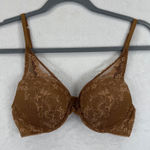 Auden 32B Push Up Plunge Underwire Lace Bra Brown Lined Demi Coverage Size undefined Photo 0