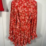 Pink Lily Red Floral Long Sleeve Short Romper Size Medium EUC Photo 6