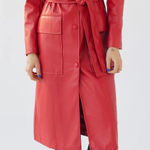 Urban Outfitters  Red faux leather trench coat Photo 0
