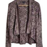 Apt. 9  Purple Gold ZigZag high low Open Waterfall Cardigan metallized 70s sz XL Photo 0