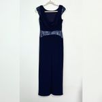Scarlett  Women's Sequined Cowl Back Gown in Navy Size 6P Photo 3
