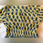 Raga for Anthropologie Yellow with Blue Floral Print Boho Top Size S Small NWT Photo 3