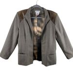 Harvé Benard Harve Benard Sport Gray Wool Blazer Pants Set Faux Leather Pockets Size 12 Photo 0