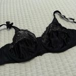 Via Del Amore 38DD Black Bra Underwire Unlined Flower Accent On Shoulder Size undefined Photo 5
