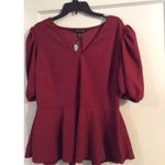 New NWT Plus Size 1X CUTE Short Sleeve V Neck Peplum Red Photo 0