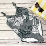 Kona Sol  Leaf Print One Piece Swimsuit M Photo 2