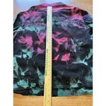 H&J Women Size 1X Water Color Print Denim Jean Jacket Artsy Buttons Cotton City Photo 10