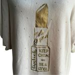 Love + Lace Gold Graphic Relaxed Cream Top Size XL Photo 2