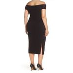 Eliza J Women Off the Shoulder MIDI Sweater Knit Dress Black Side Slit Ribbed Photo 1