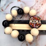 Mother’s Day Mama Floral Wooden Bead Wristlet Keychain Photo 3
