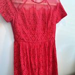 Maggy London  Red Lace Midi Dress Photo 3