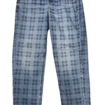 American Eagle  Outfitters Mom Straight Jean Stretch Plaid Print Photo 0