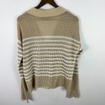 Gap Sweater M Beige Stripe Cotton Open Knit Polo Quiet Luxury Coastal Preppy Photo 5