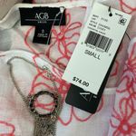 AGB White & Pink Floral Print Embroidered Sleeveeless Necklace Dress NEW S Photo 3